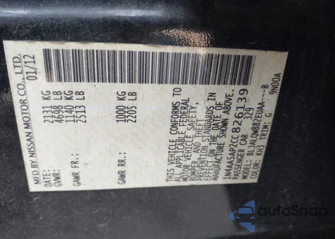 2012 Nissan Maxima 3.5 S from USA, damaged, VIN 1N4AA5AP2CC826139